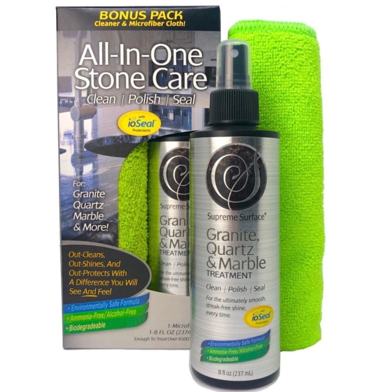 All-In-One Stone Care: (Cleaner Polish Sealer) Granite Quartz & Marble Treatment. This item was formally known as Supreme Surface Granite Cleaner and Conditioner.