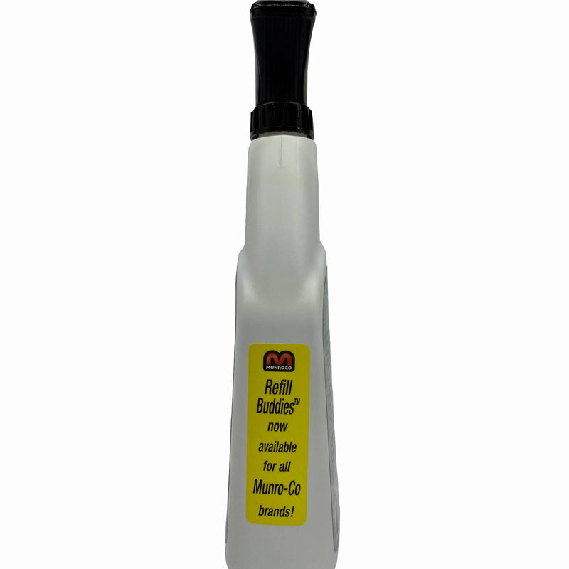 Munro-Co Brands Refill buddy label on the backside of Supreme Surface Stone Shower Cleaner 24 fl oz bottle.